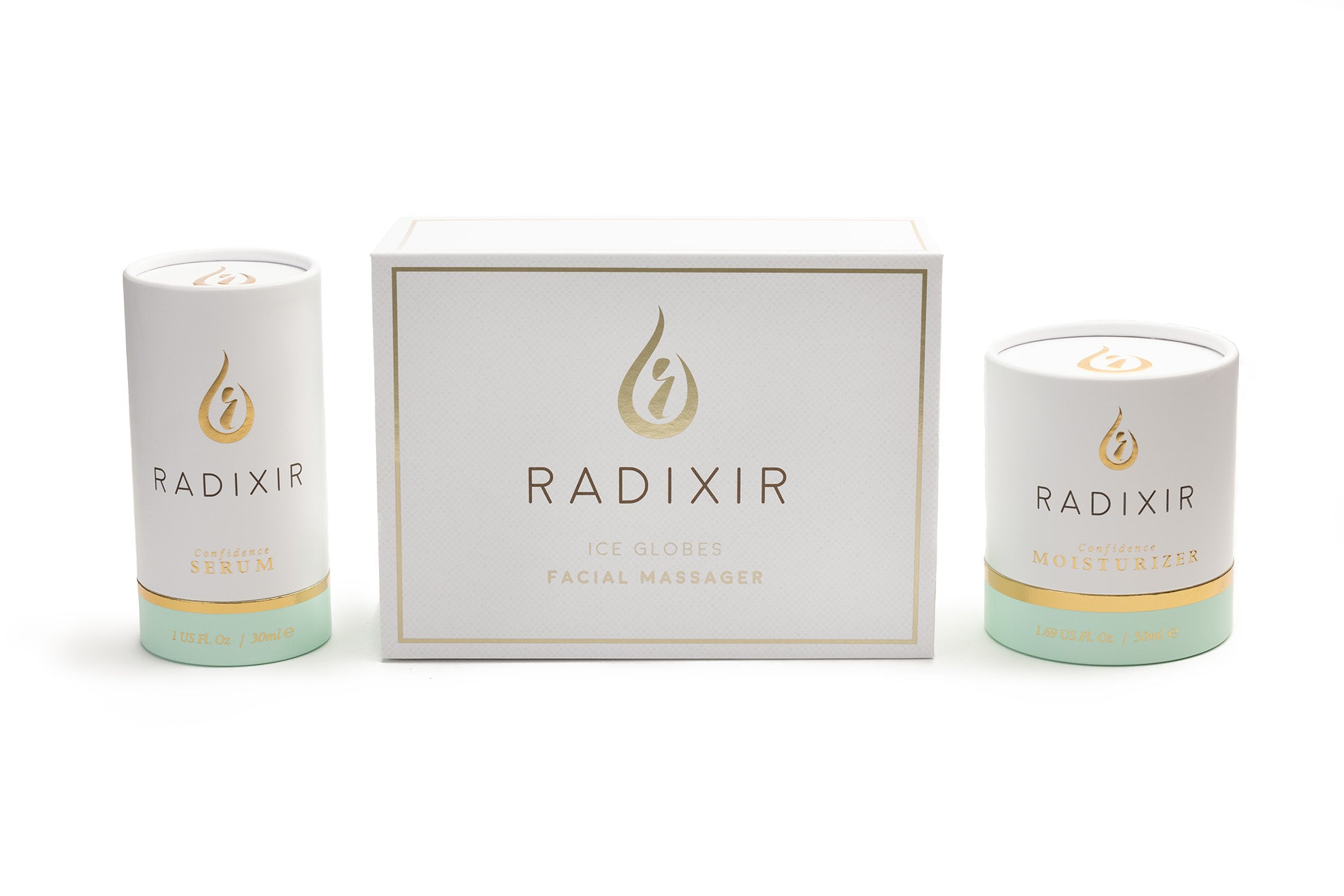 Radixir Beauty Bundle Confidence Moisturizer, Ice Globes and Confidence Serum