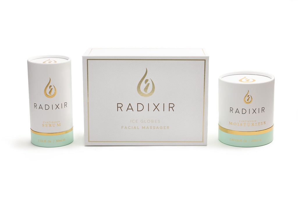 Radixir beauty bundle confidence moisturiser, ice globes and confidence serum